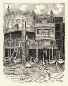 The Grapes Inn, Limehouse (litografía) de Arthur Moreland
