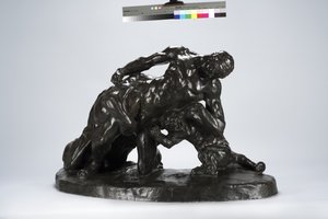 Hombre en combate con cachorro de leona de Arthur Putnam