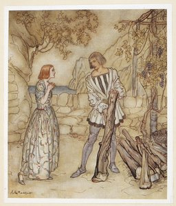 ACTO III: Escena I, línea 15
Ay, ahora, te lo ruego, no trabajes tanto. de Arthur Rackham