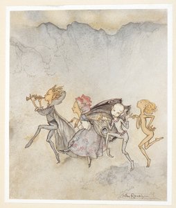 ACTO IV: Escena I, línea 46
Cada uno, tropezando con su dedo del pie,
vendrá con la fregona y el cortacésped.
Ninfas. de Arthur Rackham