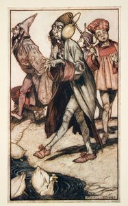 Un caballero laputiano dando un paseo, de Los viajes de Gulliver por Jonathon Swift (1667 - 1745), pub. 1909 de Arthur Rackham