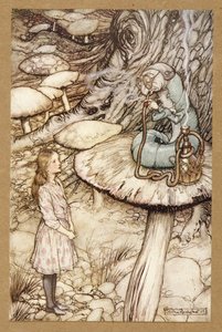 Consejo de una oruga, de Las aventuras de Alicia en el país de las maravillas, de Lewis Carroll, pub. 1907 de Arthur Rackham