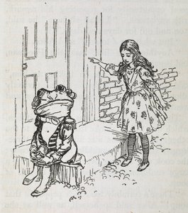 Alicia y una rana vestida de lacayo de Arthur Rackham