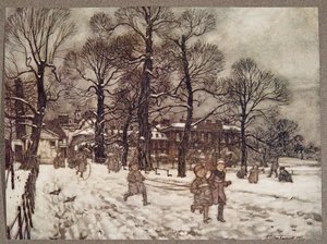 Una tarde cuando los jardines estaban blancos de nieve, de Peter Pan en los jardines de Kensington de J. M. Barrie (1860 - 1937), pub. 1906 de Arthur Rackham