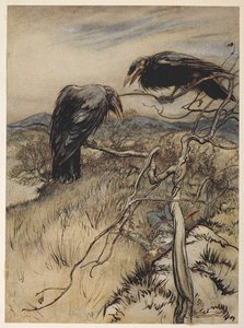 Ilustración de "The Twa Corbies de Arthur Rackham