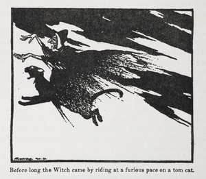 No tardó en llegar la bruja montada en un gato. de Arthur Rackham