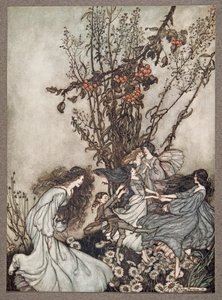Las hadas nunca dicen Nos sentimos felices, lo que dicen es Nos sentimos bailarines, de Peter Pan en los Jardines de Kensington de J M Barrie, pub. 1906