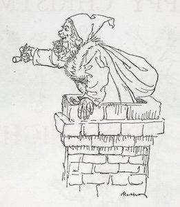Papá Noel bajando por una chimenea de Arthur Rackham