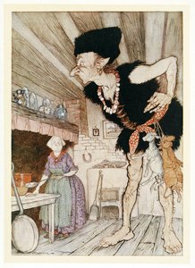 Fee-Fi-Fo-Fum, Huelo la Sangre de un Inglés, de Cuentos de Hadas Ingleses, pub. 1922 de Arthur Rackham