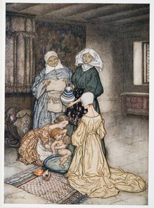 ¿No tenía yo cuatro o cinco mujeres que me atendían? ilustración de La Tempestad de William Shakespeare, pub. 1926 de Arthur Rackham