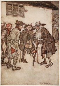 Pronto encontró a muchos de sus antiguos amigos, aunque todos bastante deteriorados por el desgaste del tiempo., de Rip Van Winkle de Washington Irving, pub. 1910