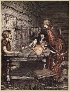 Hunding descubre la semejanza entre Siegmund y Sieglunde, ilustración de 