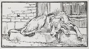 Ilustración de un perro del Viejo Sultán. de Arthur Rackham