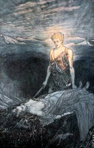 Ilustración de Sigfrido y el ocaso de los dioses de Arthur Rackham