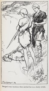 Ilustración de Imogen y sus hermanos de Cymbeline. de Arthur Rackham
