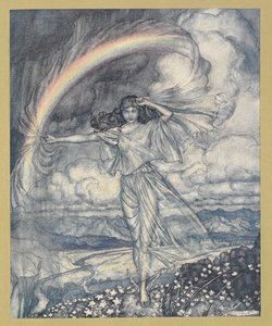 Iris allí, con arco húmedo