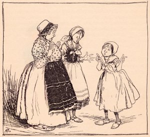 Ahora sé por qué esa cosa engreída de ahí no come. Ilustración de Arthur Rackham de los cuentos de hadas de Grimm Un ojo, dos ojos y tres ojos. de Arthur Rackham