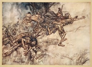 ¡Oh monstruoso! ¡Oh extraño! estamos encantados. ¡Recen, maestros! ¡huyan, maestros! ¡Ayuda!, ilustración de 