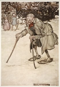 Anciano con dos bastones, de Rip Van Winkle de Washington Irving, pub. 1910 de Arthur Rackham