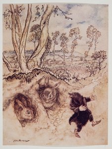 ¡Salsa de cebolla! ¡Salsa de cebolla! comentó burlonamente, y se fue antes de que pudieran pensar en una respuesta, de El viento en los sauces de Kenneth Grahame (1859 - 1932), pub. 1940
