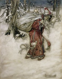 Santa Claus, Ilustración del Libro de Imágenes de Arthur Rackham, 1907, publicado en 1913 de Arthur Rackham