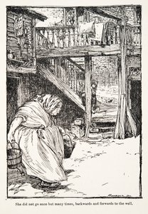 No fue una vez, sino muchas veces, de ida y vuelta al pozo, de Los cuentos de hadas de los hermanos Grimm, pub. 1909