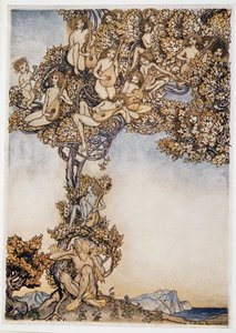 A veces mil instrumentos vibrantes zumban en mis oídos, ilustración de La Tempestad de William Shakespeare, pub. 1926 de Arthur Rackham