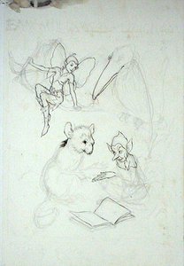 Estudio para el exlibris de Emma Williams Burlingham de Arthur Rackham