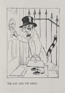 El gato y los pájaros, ilustración de 