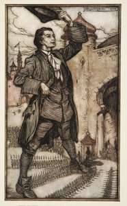 El Emperador de Lilliput revisa sus tropas, de Los viajes de Gulliver de Jonathan Swift (1667 - 1745), pub. 1909
