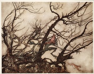Los indios los consideraban la morada de los espíritus., de Rip Van Winkle por Washington Irving, pub. 1910