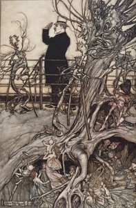 Los Jardines de Kensington están en Londres, donde vive el Rey.., de Peter Pan en los Jardines de Kensington por J M Barrie (1860 - 1937), pub. 1906