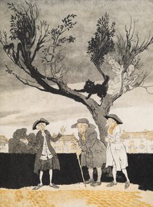 Los hombres de Sleepy Hollow (Portada interior), de La leyenda de Sleepy Hollow de Washington Irving (1783 - 1859), pub. 1928 de Arthur Rackham
