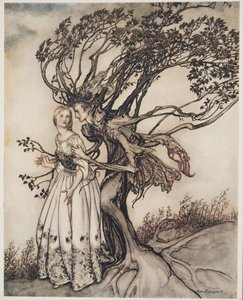 La anciana en el bosque, de Hermanito y hermanita y otros cuentos de los hermanos Grimm, pub. 1917