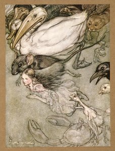 El charco de lágrimas, de Las aventuras de Alicia en el país de las maravillas, de Lewis Carroll, pub. 1907 de Arthur Rackham