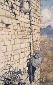 La bruja subió, de Los cuentos de hadas de los hermanos Grimm, pub. 1909 de Arthur Rackham