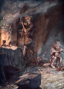 La forja de Nothung, 1924 de Arthur Rackham