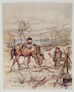 El gitano comentó de manera despreocupada ¿Quieres vender ese caballo tuyo?, de El viento en los sauces de Kenneth Grahame (1859 - 1932), pub. 1940 de Arthur Rackham