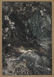 Titania durmiendo".
Una escena de "Sueño de una noche de verano".