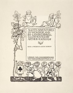 Página de título, de Las aventuras de Alicia en el país de las maravillas, por Lewis Carroll, pub. 1907 de Arthur Rackham