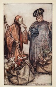 Dos de esos sabios ?.Como buhoneros entre nosotros, de Los viajes de Gulliver por Jonathon Swift (1667 - 1745), pub. 1909 de Arthur Rackham