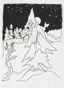Dos hombres-árbol en un bosque nevado