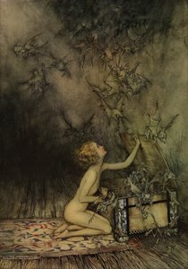 Joven niña y murciélago