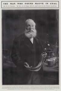 William Henry Perkin, químico inglés que descubrió el primer tinte orgánico sintético, la mauveína de Arthur Stockdale Cope