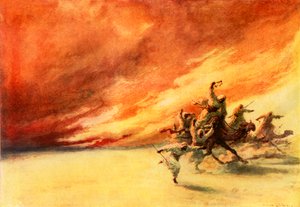 El azote del desierto (litografía en color)