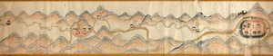 16.000. suministrados. Orientado con el norte a la derecha. Relieve mostrado pictóricamente. Vista de pájaro. Cubre el río Wei en Baoji Xian, Shanxi Sheng hasta Shu Dao en la frontera Shanxi-Sichuan. Muestra los asentamientos, las paradas de descanso, las 