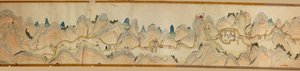 16.000. suministrados. Orientado con el norte a la derecha. Relieve mostrado pictóricamente. Vista de pájaro. Cubre el río Wei en Baoji Xian, Shanxi Sheng hasta Shu Dao en la frontera Shanxi-Sichuan. Muestra los asentamientos, las paradas de descanso, las 