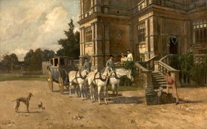Vista Frontal de Wollaton Hall, Nottingham con Caballo y Carruaje, c.1880-1906
