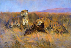 Tigres en la matanza (óleo sobre lienzo)