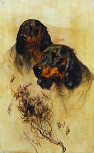 Dos Gordon Setters (óleo sobre lienzo)